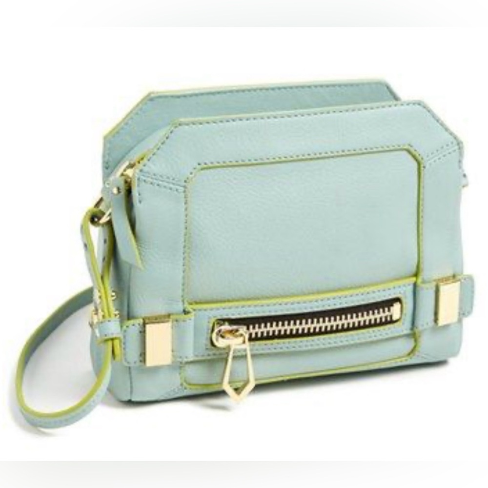 NEW Botkier Honore Crossbody bag. Mint blue, green piping. 9 1/2” x 7 1/2” x 2”